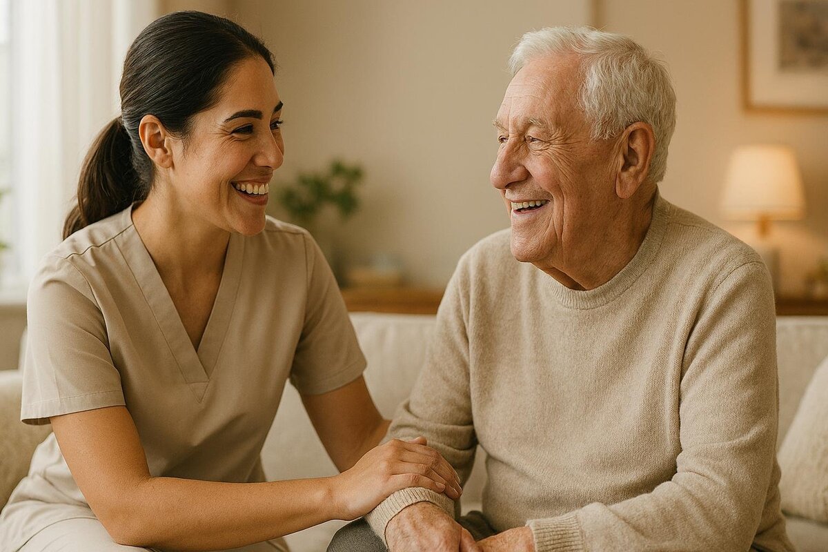 Caregiver with elderly client